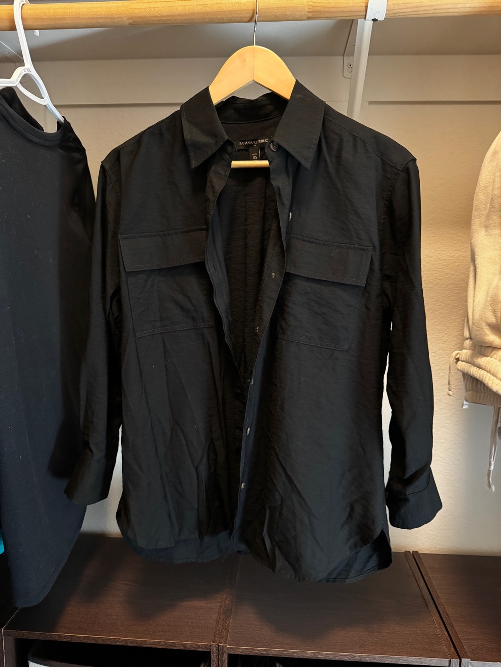 Banana Republic Black Button-Front Utility Shirt